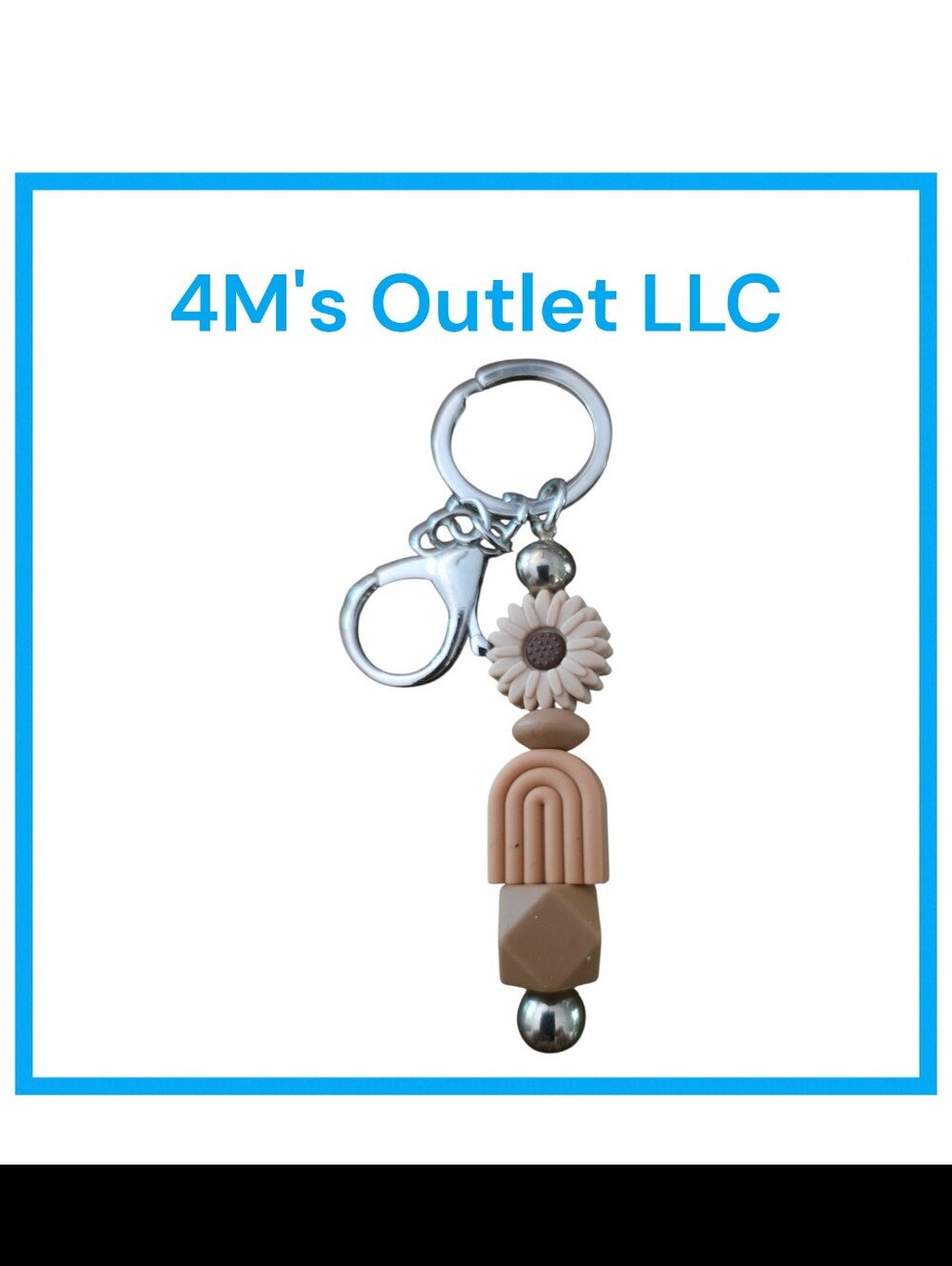 Beige Daisy Silicone Keychain Charm